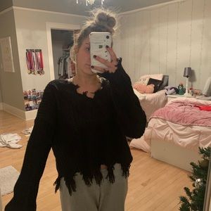 Black distressed sweater